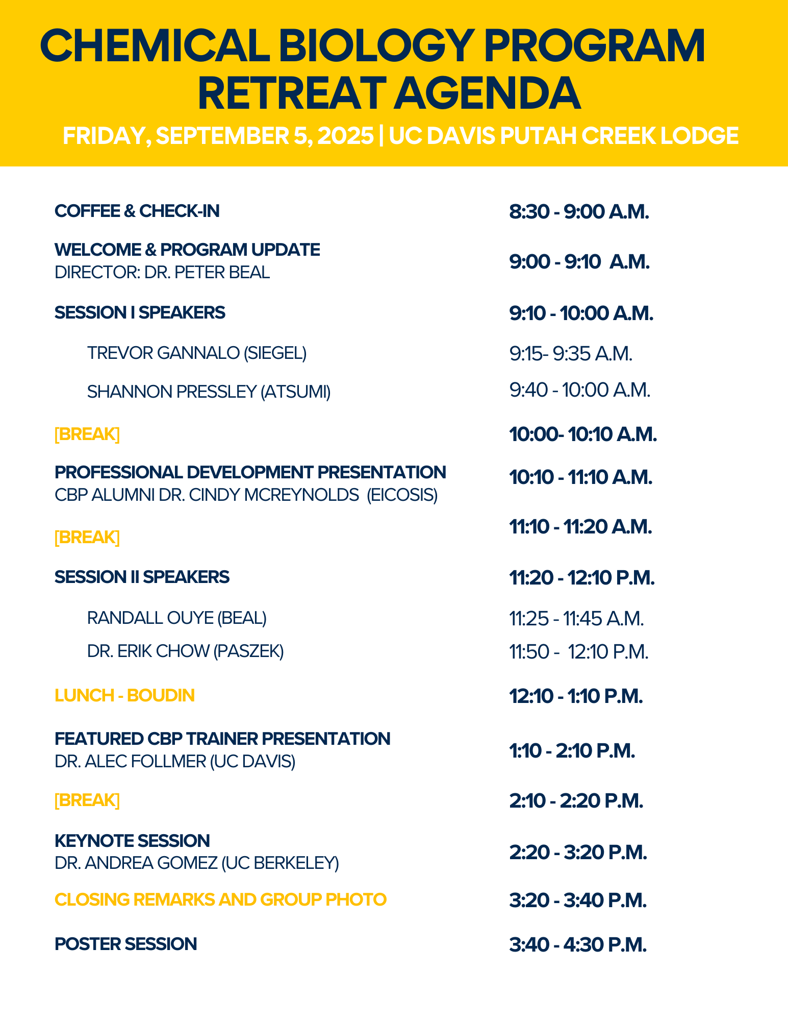 2025 CBP Retreat Agenda Keynote Speaker 2:20-3:20